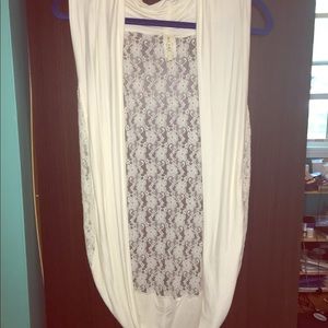 White lace sleeveless cardigan